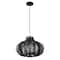 Hello Honey® 17.75" Black Boho Handwoven Paper Rope & Metal Ceiling Pendant Lamp